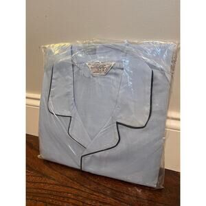 Deadstock 1970s Sears Baby Blue Perma Cotton Blend Long Sleeve Pajama Set M